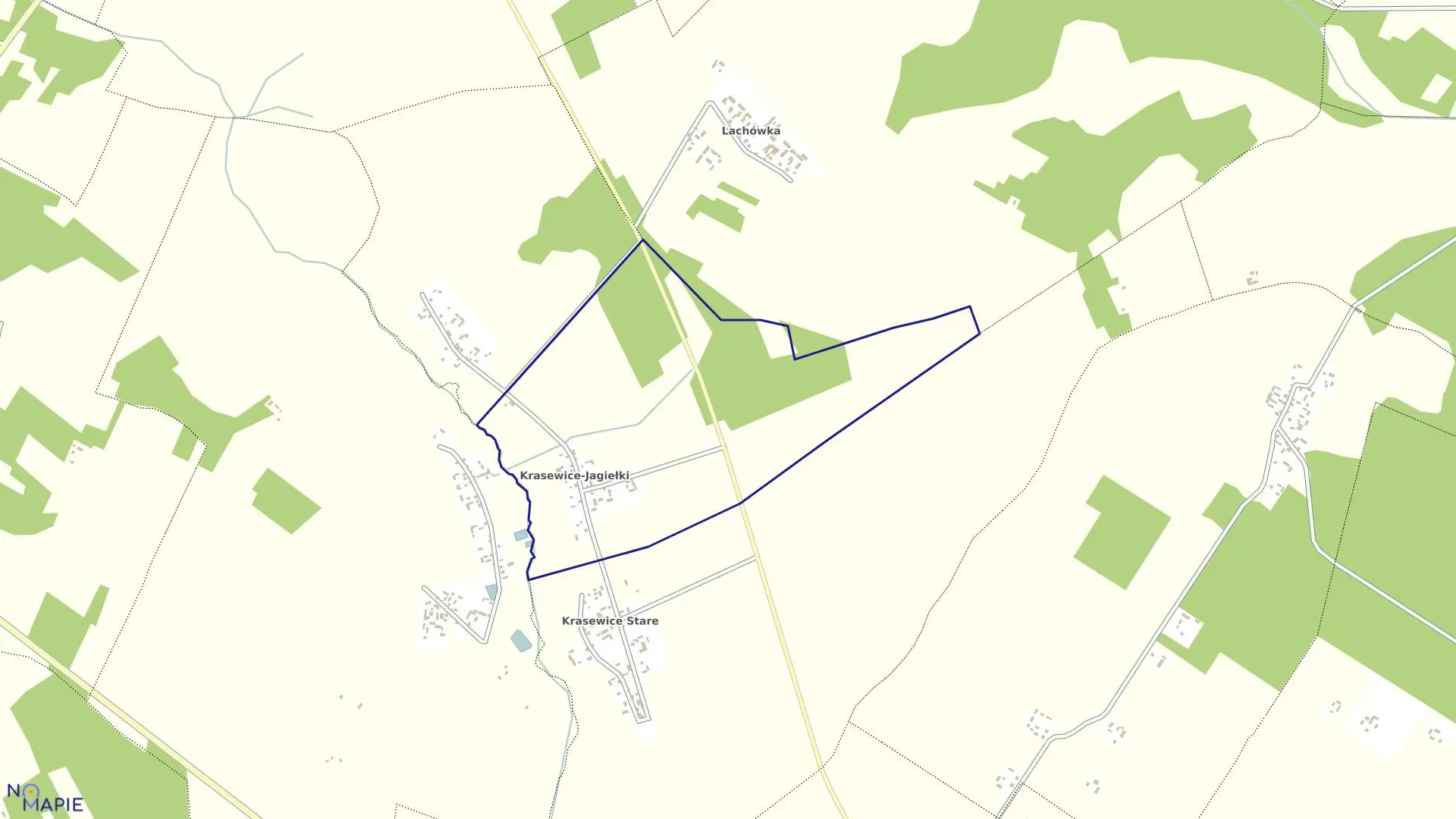 Mapa obrębu KRASEWICE JAGIEŁKI w gminie Siemiatycze